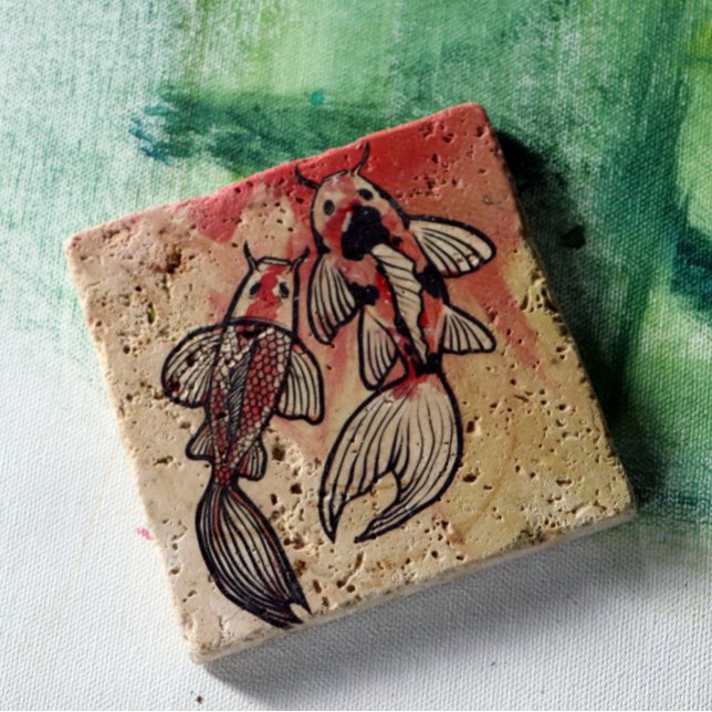 Dessous-de-verre En Pierre Oeuvre de Koi Pond Fish (Créateur téléchargé)