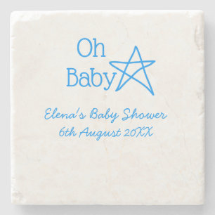 Dessous-de-verre En Pierre Oh bébé bleu étoile baby shower ajouter nom passé