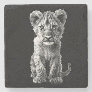 Dessous-de-verre En Pierre Oh Bébé Gros Chat Cub Gris