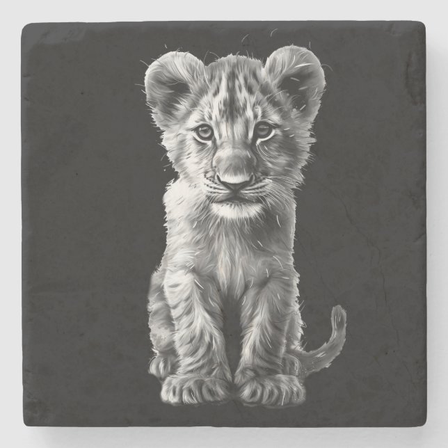 Dessous-de-verre En Pierre Oh Bébé Gros Chat Cub Gris (Devant)
