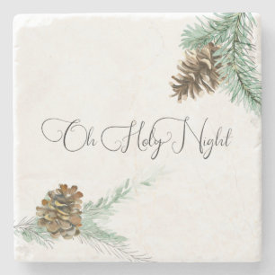 Dessous-de-verre En Pierre Oh Holy Night Pine Cone & Bough Noël