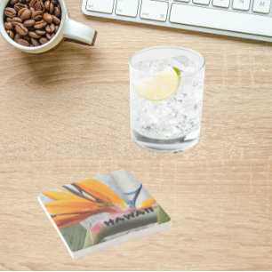 Dessous-de-verre En Pierre Oiseau de Hawaï du Paradis Plante Floral