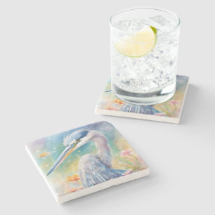 Dessous-de-verre En Pierre Oiseaux arc-en-ciel Héron bleu 2