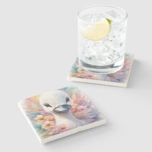 Dessous-de-verre En Pierre Oiseaux arc-en-ciel Swan 2