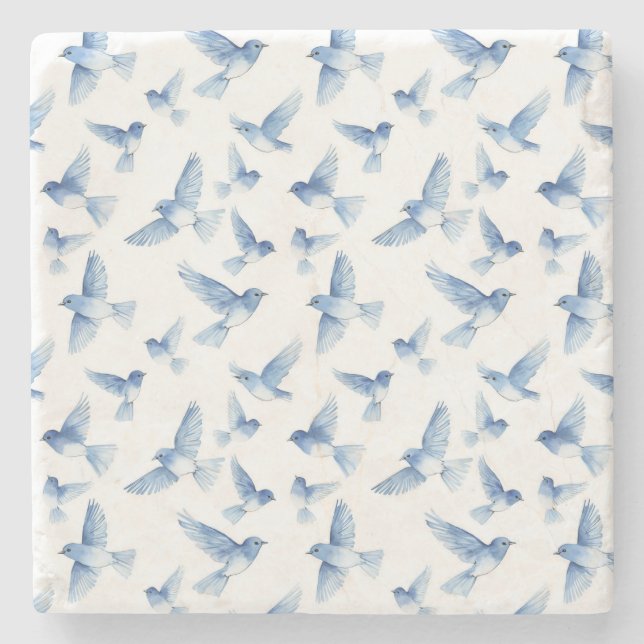 Dessous-de-verre En Pierre Oiseaux bleus en vol (Devant)