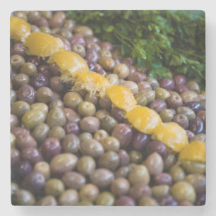 Dessous-de-verre En Pierre Olives exposées au marché