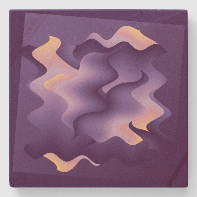 Dessous-de-verre En Pierre Ondes violettes (Devant)