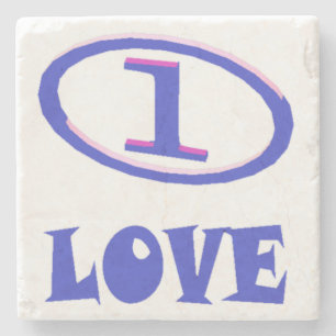 Dessous-de-verre En Pierre One Love art motif bleu touche pourpre