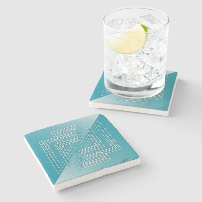 Dessous-de-verre En Pierre Opal Turquoise blanc (Côté)