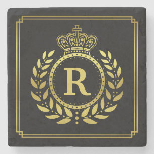 Dessous-de-verre En Pierre Or noir de Deco de laurier de couronne décorée