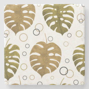 Dessous-de-verre En Pierre Or tropical : aquarelle de feuille de monstère