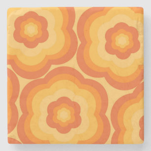 Dessous-de-verre En Pierre Orange Bold Y2K Fleur sauvage Vibrant Décor de pri