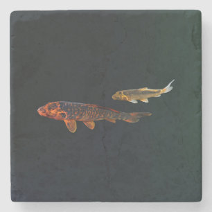 Dessous-de-verre En Pierre Orange Koi et Gold Koi