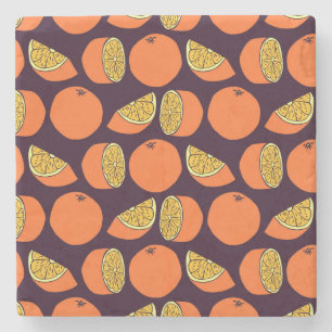 Dessous-de-verre En Pierre Oranges sans couture motif, texture vintage.