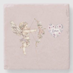 Dessous-de-verre En Pierre Orchidée Flèche de l'Amour de Cupidon Violet Fleur