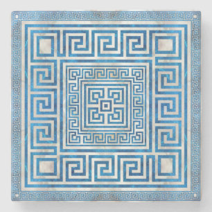 Dessous-de-verre En Pierre Ornement de clé grecque - Mander grec - Marbre bl