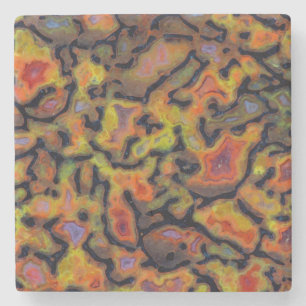 Dessous-de-verre En Pierre Os fossile de dinosaure orange