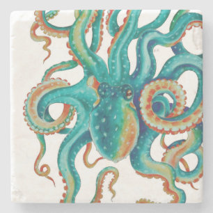 Dessous-de-verre En Pierre Otopus Turquoise aquarelle
