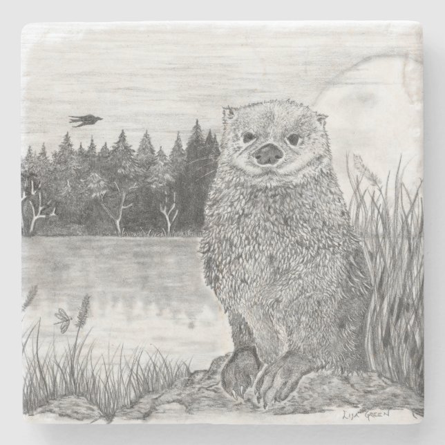 Dessous-de-verre En Pierre Otter (Devant)