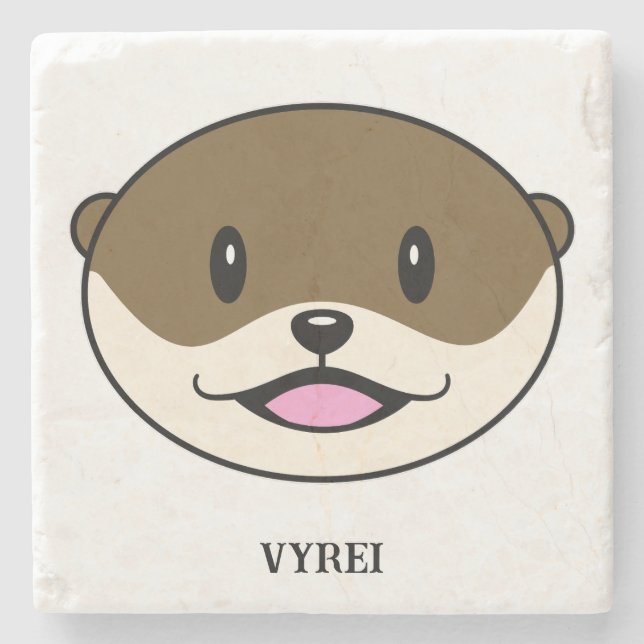 Dessous-de-verre En Pierre Otter souriant mignon (Devant)