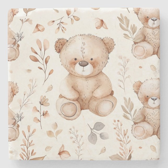 Dessous-de-verre En Pierre Ours Bébé Beige Cute (Devant)