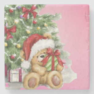 Dessous-de-verre En Pierre Ours de Noël avec décoration actuelle et arborée
