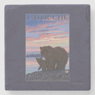 Dessous-de-verre En Pierre Ours et CUB - Latouche, Alaska