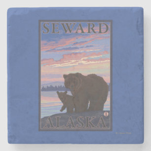 Dessous-de-verre En Pierre Ours et CUB - Seward, Alaska