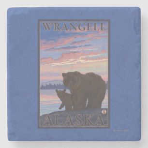 Dessous-de-verre En Pierre Ours et CUB - Wrangell, Alaska