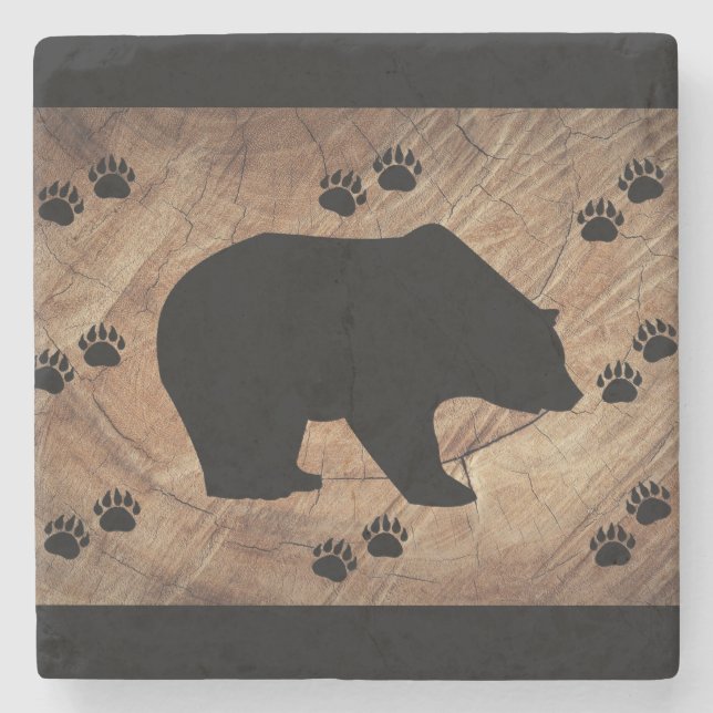 Dessous-de-verre En Pierre Ours Noir Et Paniers Ours (Devant)