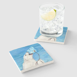Dessous-de-verre En Pierre Ours polaire avec Marshmallow grillé