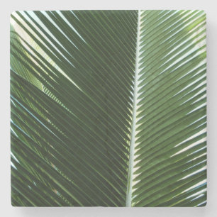 Dessous-de-verre En Pierre Overlapping Palm Fronds Tropical Green Abstract