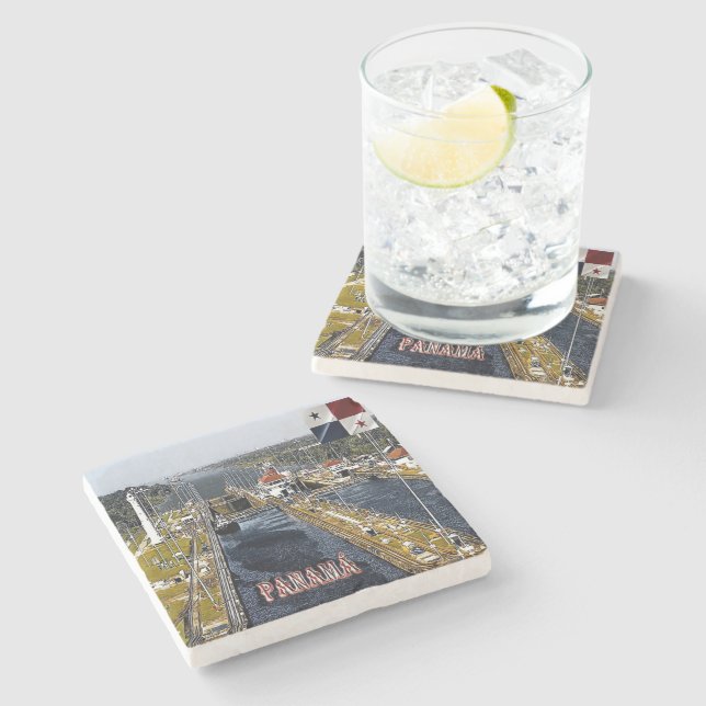 Dessous-de-verre En Pierre PA0003 Amérique - Panama - Écluses du canal - pano (Côté)