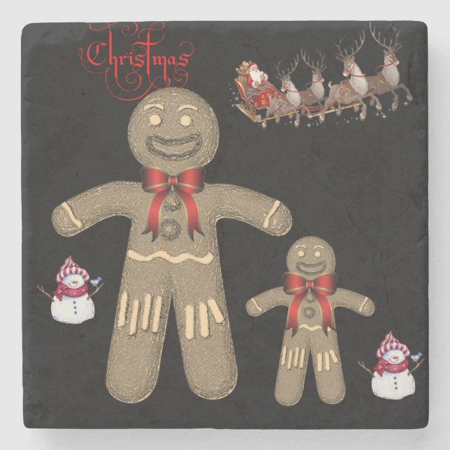 Dessous-de-verre En Pierre Pain d'épices Marbre Pierre Dessous de verre Noël (Devant)