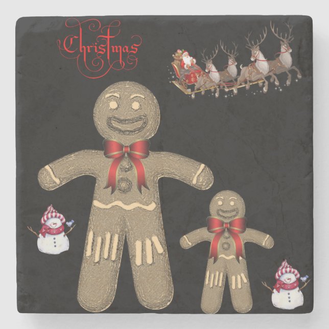 Dessous-de-verre En Pierre Pain d'épices Marbre Pierre Dessous de verre Noël (Devant)