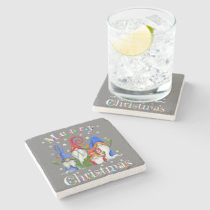 Dessous-de-verre En Pierre Pajamas de Noël Gnome - Garden Gnome Joyeux Chris
