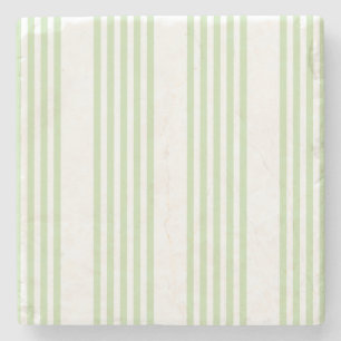 Dessous-de-verre En Pierre Pale vert et blanc cinq bandes motif