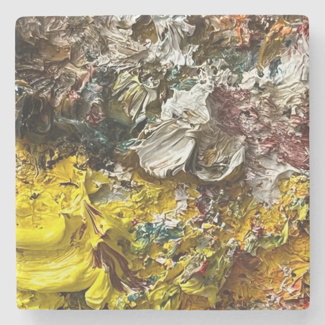 Dessous-de-verre En Pierre Palette de l'artiste #1 (Devant)