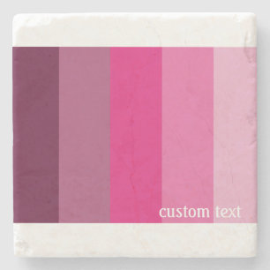 DESSOUS-DE-VERRE EN PIERRE PALETTE ROSE OMBRE DE COULEUR STRIPES SOLIDES TEXT