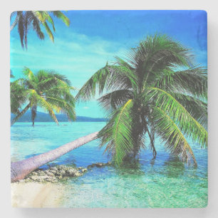 Dessous-de-verre En Pierre Palm Tree Tropical Island Beach