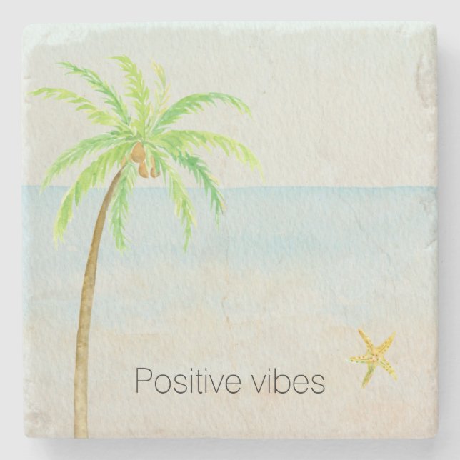 Dessous-de-verre En Pierre Palm tropical Ocean Beach (Devant)