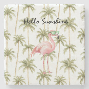 Dessous-de-verre En Pierre Palmier Flamant Rose