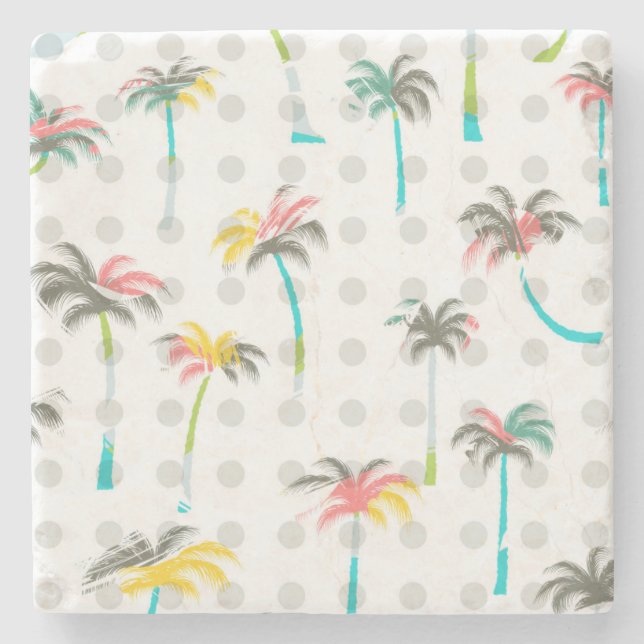 Dessous-de-verre En Pierre Palmiers 2 d'aquarelle (Devant)