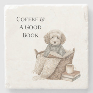Dessous-de-verre En Pierre Panier de chien Café & Un Bon Livre