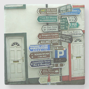 Dessous-de-verre En Pierre Panneaux routiers irlandais, caboteur de marbre de