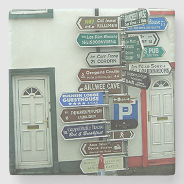 Dessous-de-verre En Pierre Panneaux routiers irlandais, caboteur de marbre de (Devant)