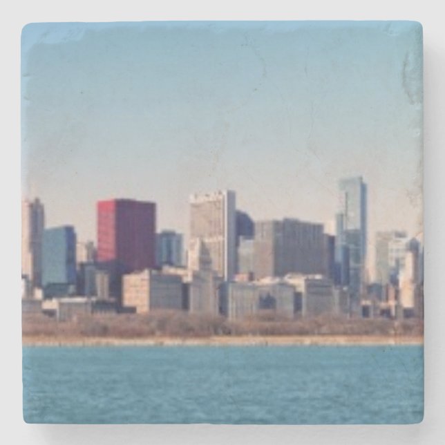 Dessous-de-verre En Pierre Panorama de l'horizon de Chicago (Devant)