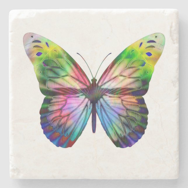 Dessous-de-verre En Pierre Papillon coloré (Devant)