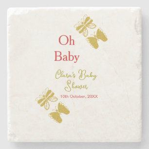 Dessous-de-verre En Pierre Papillon doré baby shower rouge oh bébé moderne