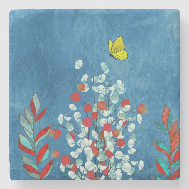 Dessous-de-verre En Pierre Papillon Jaune (Devant)